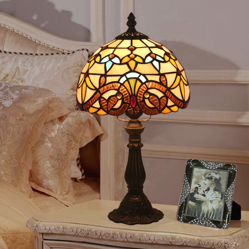 Elegante Tischlampe aus getöntem Glas im Art-Déco-Stil