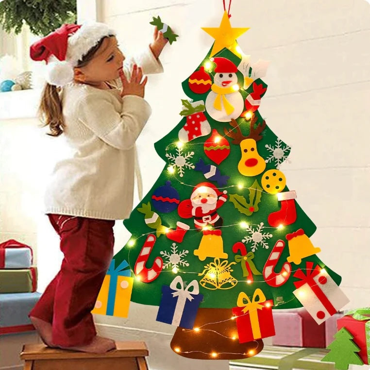 Arbre de Noël Murale Décoratif avec Ornements en Feltro - Foivo