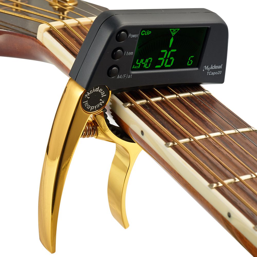Praktischer 2-in-1 Gitarrenstimmer und Kapodaster