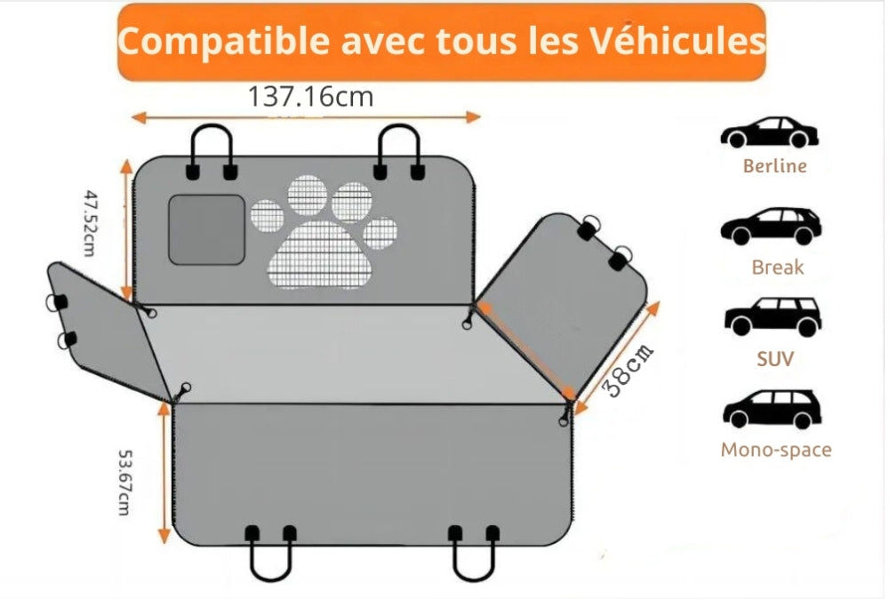 Schützender und wasserdichter Rücksitzbezug für Hunde