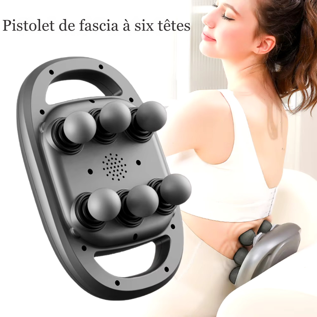 Elektrischer Massager mit 6 austauschbaren Aufsätzen