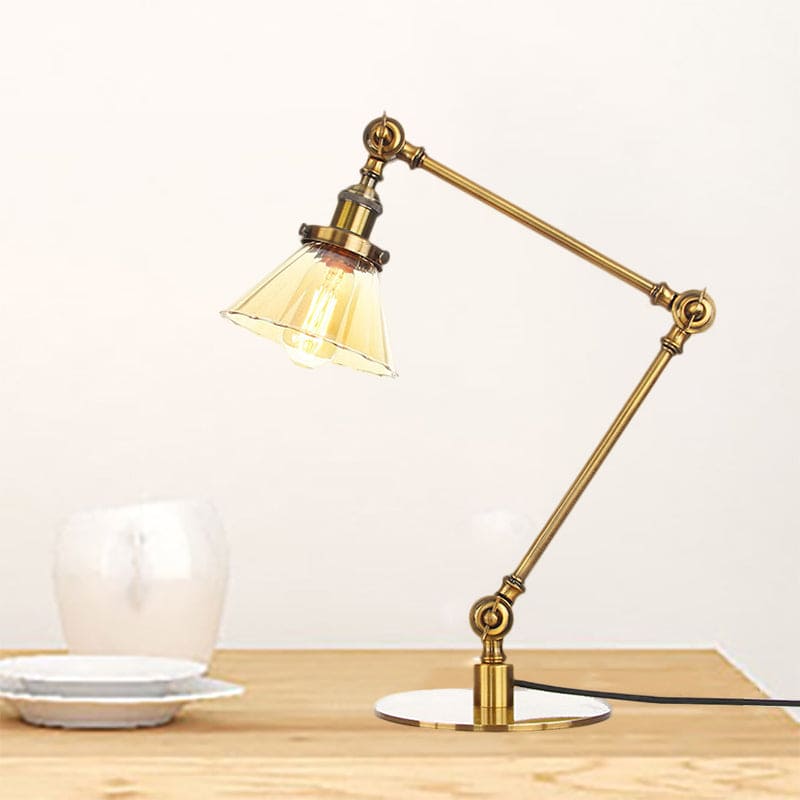 Elegante Tischlampe aus klarem konischem Glas