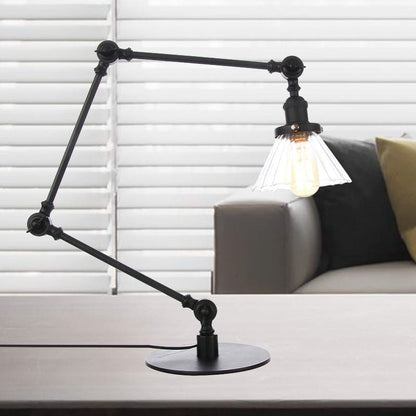 Elegante Tischlampe aus klarem konischem Glas