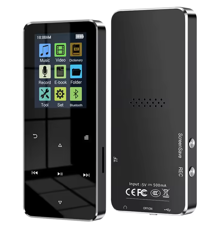 Bluetooth MP3-Player mit 2,4-Zoll-HD-Bildschirm, UKW-Radio und integriertem Lautsprecher