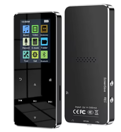 Bluetooth MP3-Player mit 2,4-Zoll-HD-Bildschirm, UKW-Radio und integriertem Lautsprecher
