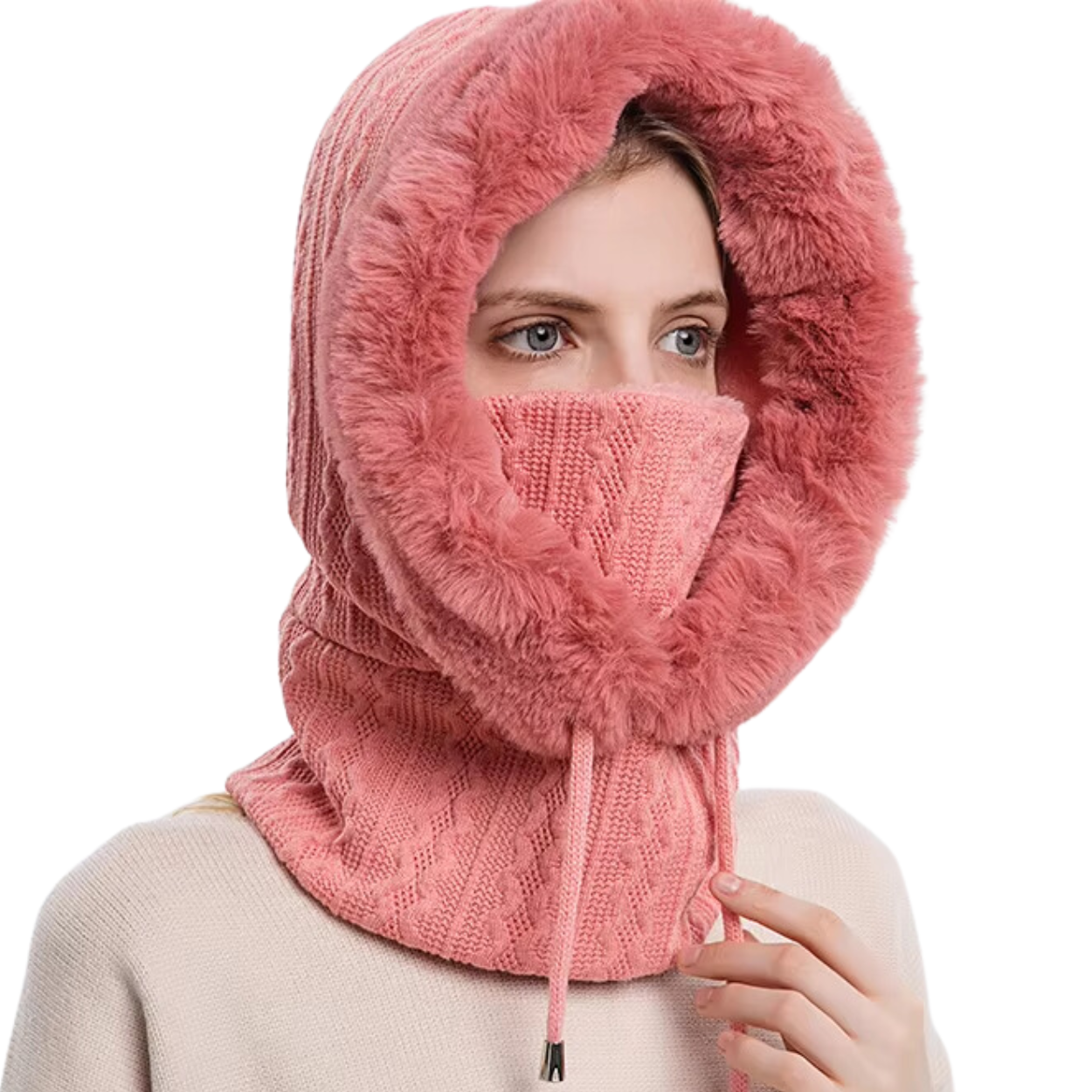 3-in-1 Fleece-Gesichtsmaske mit Schal und Mütze