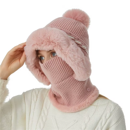 Weiche und warme 2-in-1 Fleece-Mütze und Schal
