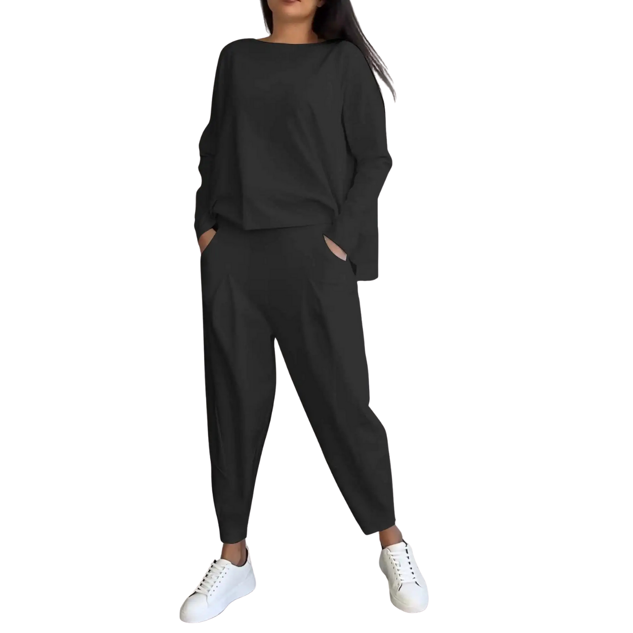 Lässiges Damen-Set 2-teilig Sweatshirt und Hose mit Hoher Taille