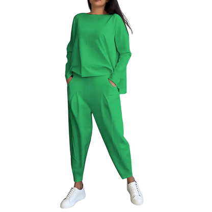 Lässiges Damen-Set 2-teilig Sweatshirt und Hose mit Hoher Taille
