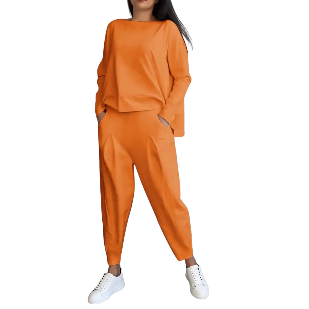 Lässiges Damen-Set 2-teilig Sweatshirt und Hose mit Hoher Taille