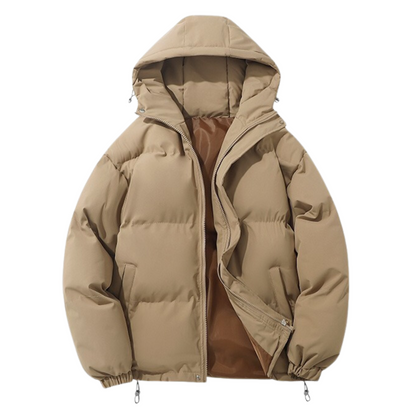 Unisex-Wintermantel mit Baumwollfutter und abnehmbarer Kapuze