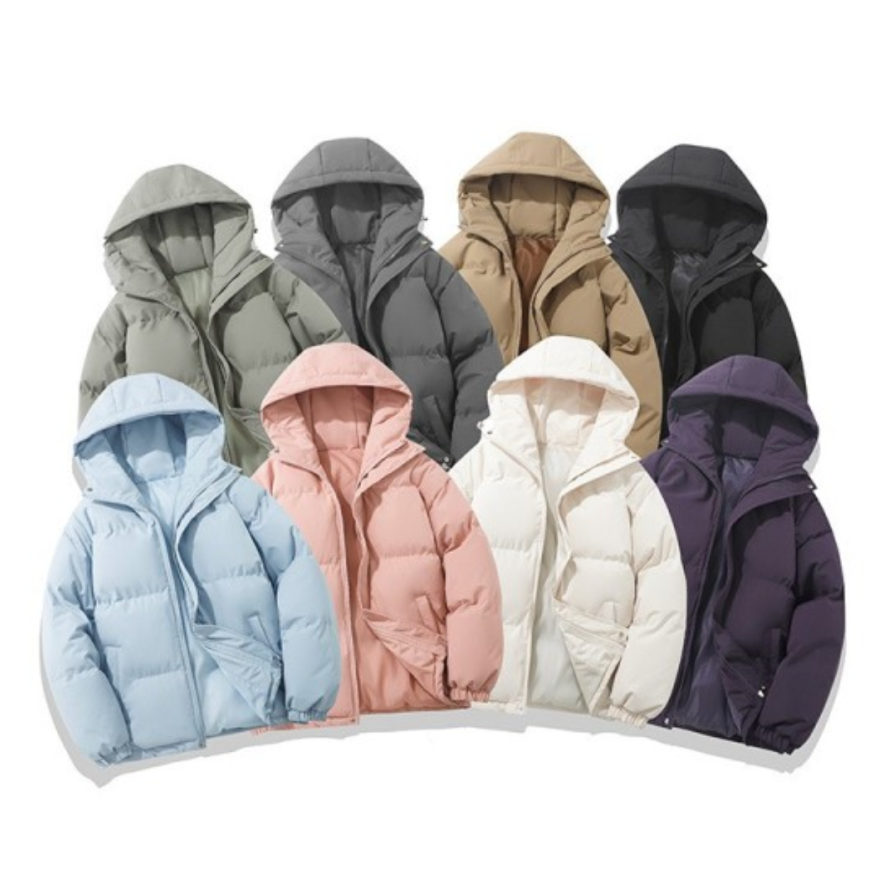 Unisex-Wintermantel mit Baumwollfutter und abnehmbarer Kapuze
