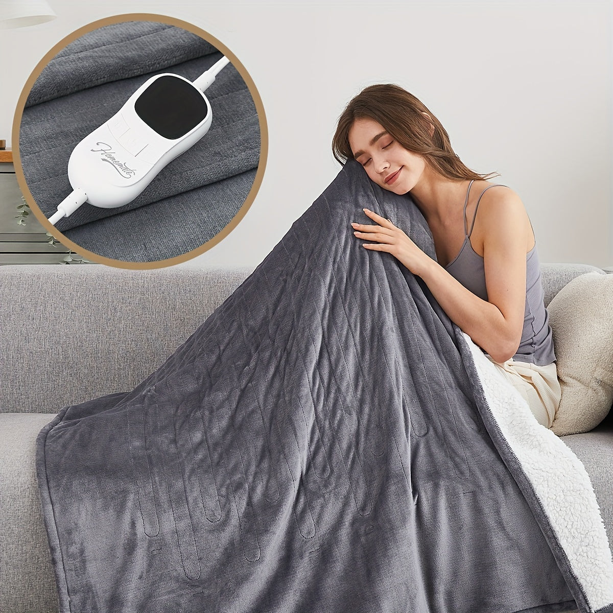 Marcherelle™ – Couverture Chauffante Électrique en Coton avec Arrêt Automatique