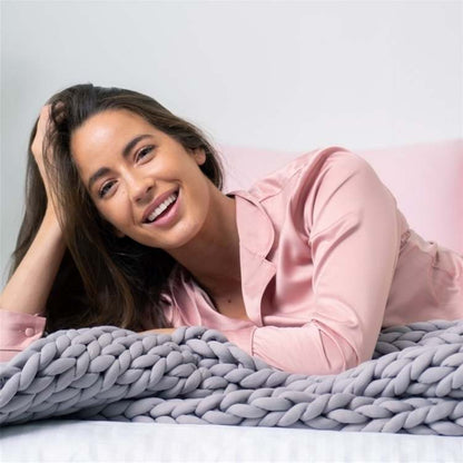 Marcherelle™ – Couverture Lestée Tricotée – Réduit le Stress et Améliore le Sommeil