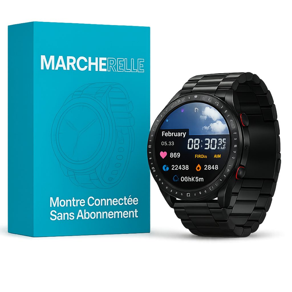 Marcherelle™ – Montre Connectée Homme Suivi Santé & Résistance à l'Eau IP67