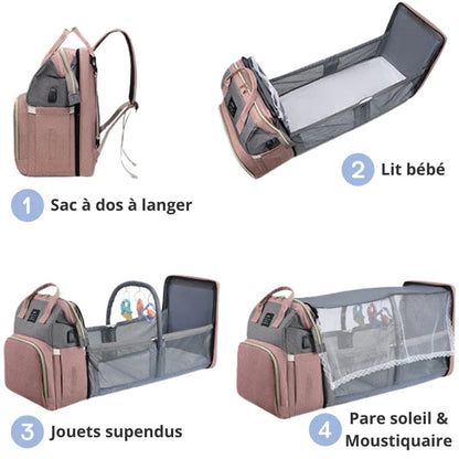 Marcherelle™ – Sac à Langer 3 en 1 avec Lit Bébé Intégré