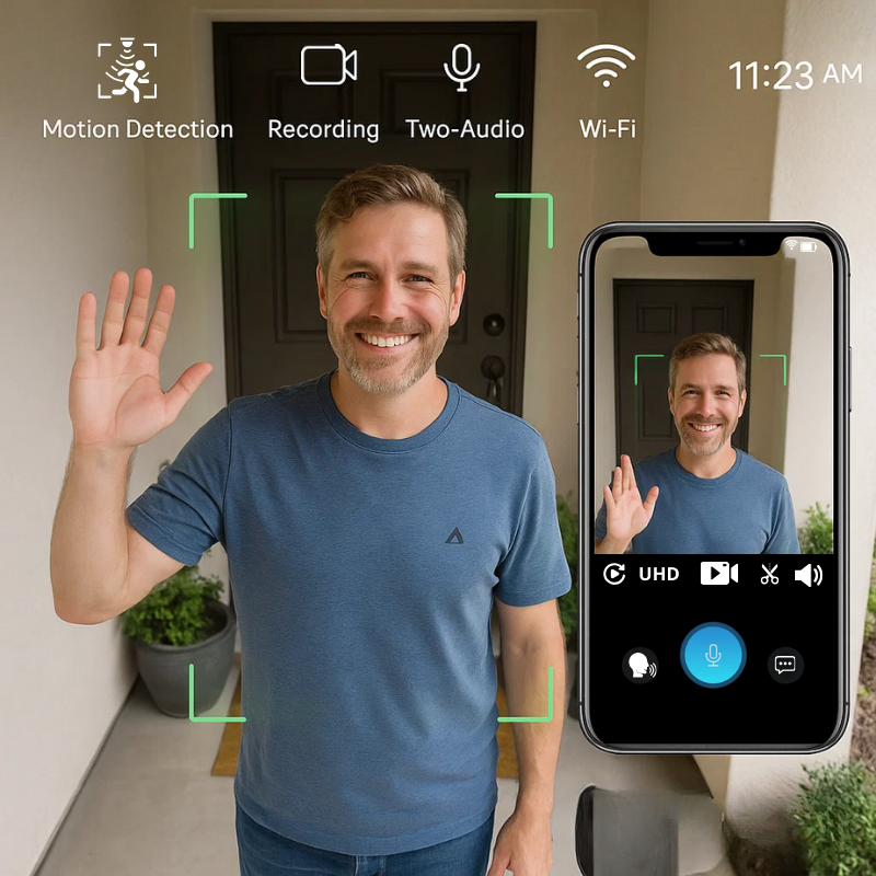 Marcherelle™ | Sonnette Vidéo HD Sans fil pour Sécurité du Maison