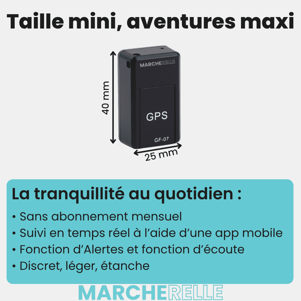 Marcherelle™ – Traceur GPS Voiture Sans Abonnement, Suivi Précis en Temps Réel