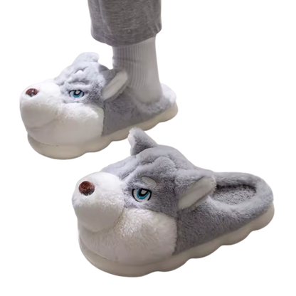 Weiche und bequeme Plüsch-Hausschuhe mit Hundemotiv