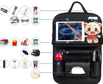 Autositzhalterung mit Klapptablett aus Leder