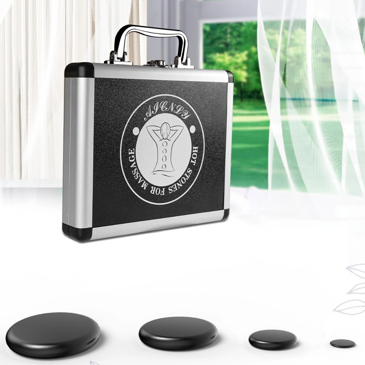 Basalt-Heizstein mit Integrierter Heizung für Massage