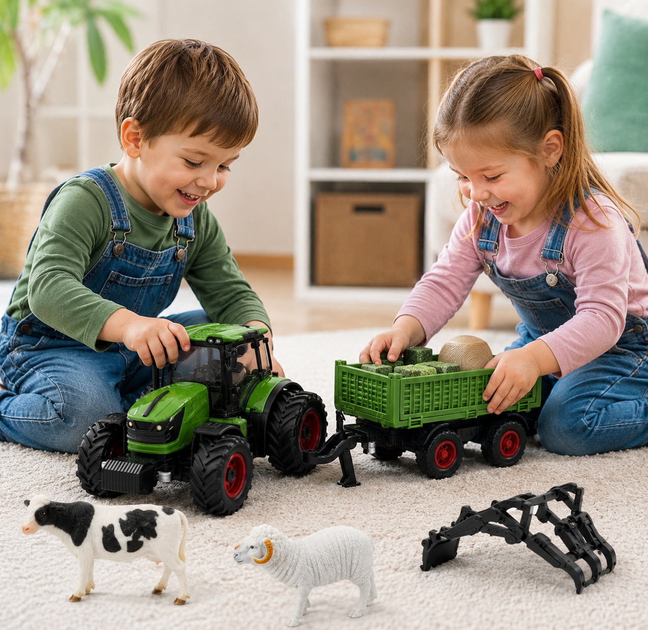 RC-Traktor Spielzeug für Kinder mit Metallanhänger