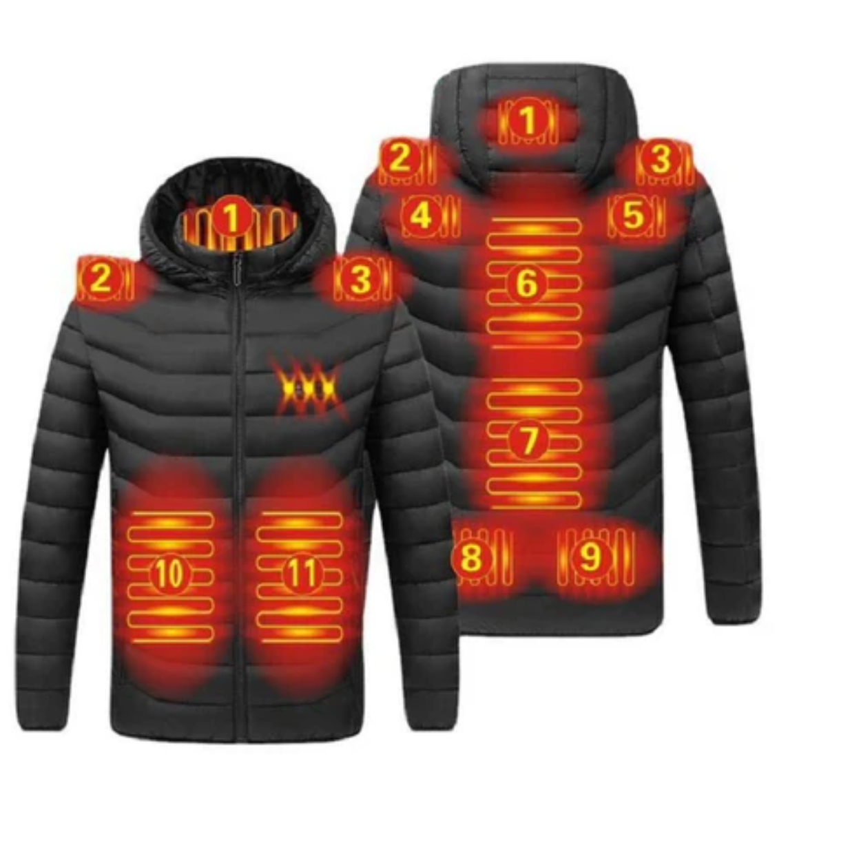 Elektrische Heizjacke mit 11 verstellbaren Heizzonen