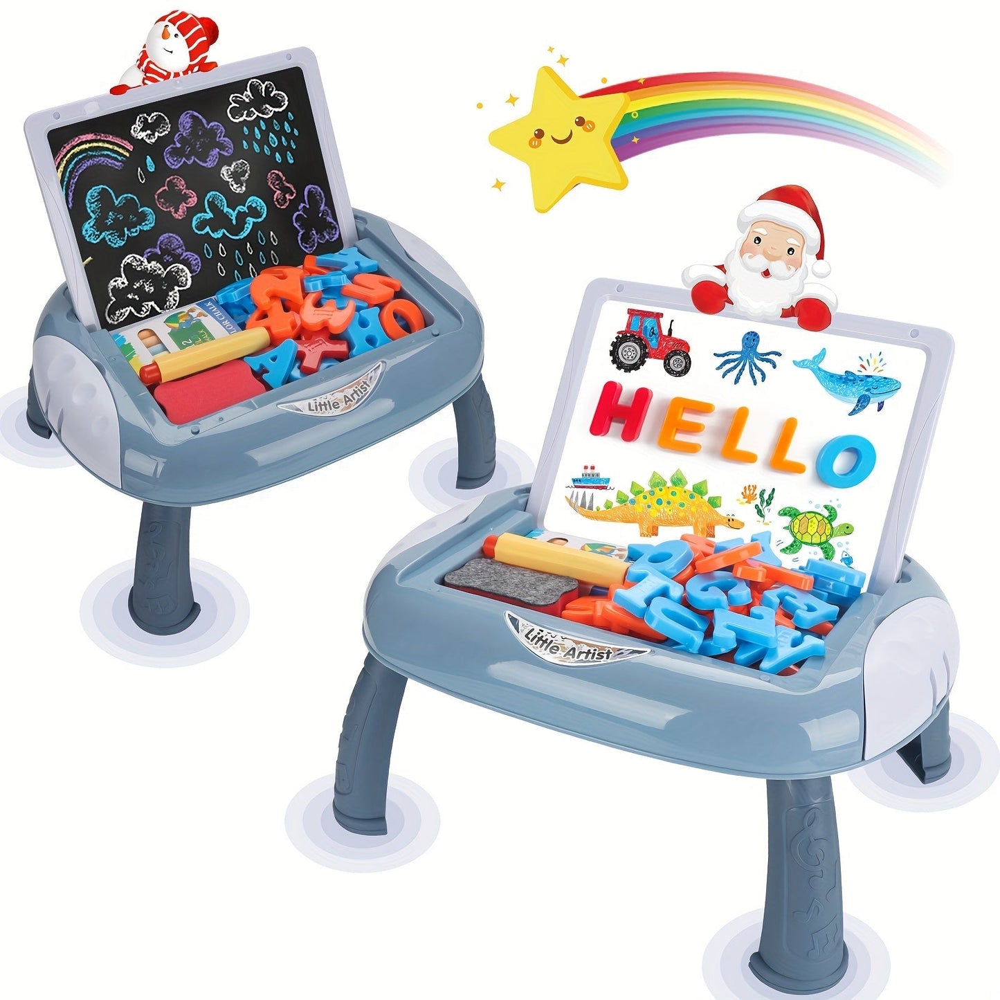 Wendbare Schulwandtafel Schwarz und Weiß mit Zubehör