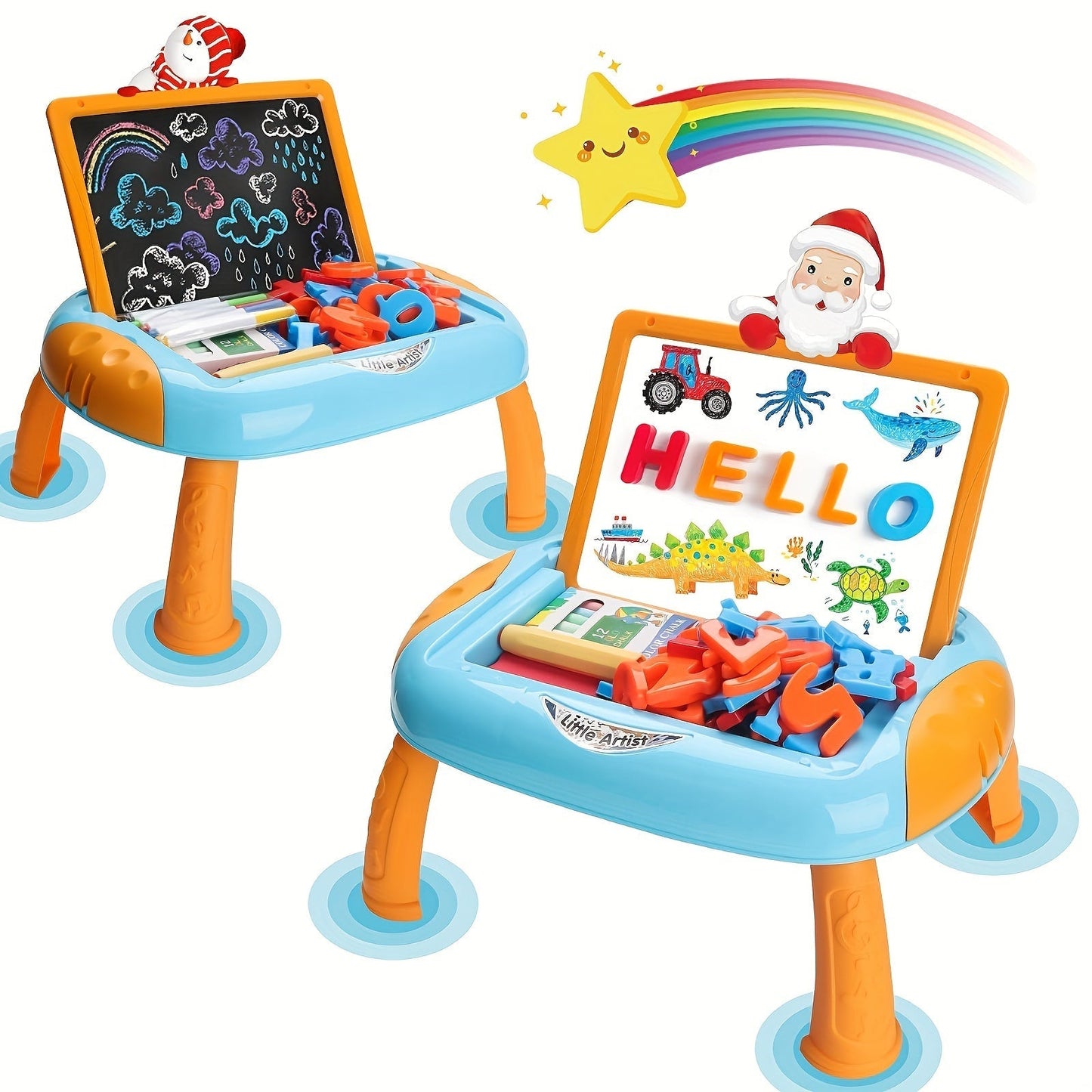 Wendbare Schulwandtafel Schwarz und Weiß mit Zubehör