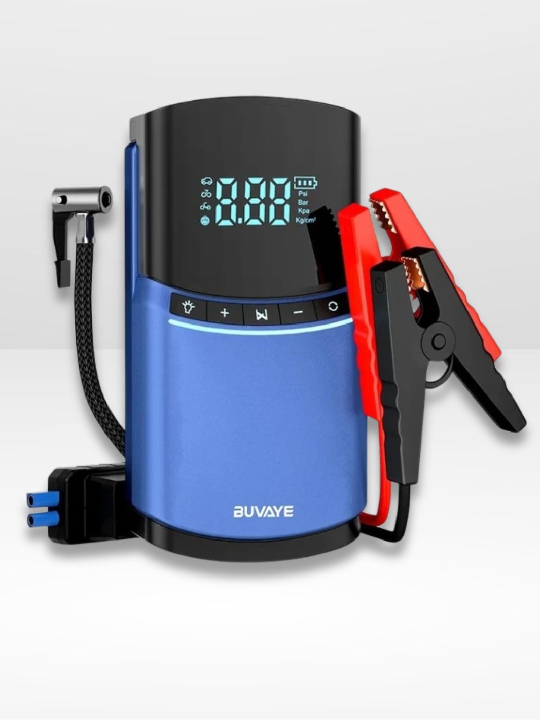 Leistungsstarker und kompakter Kompressor und Batterielade-Booster