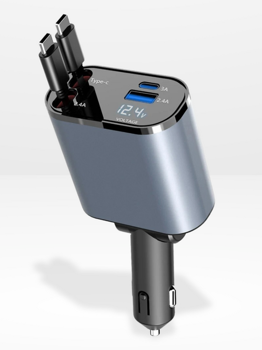 Chargeur Voiture 4 Ports Rapide et Rétractable - Marcherelle