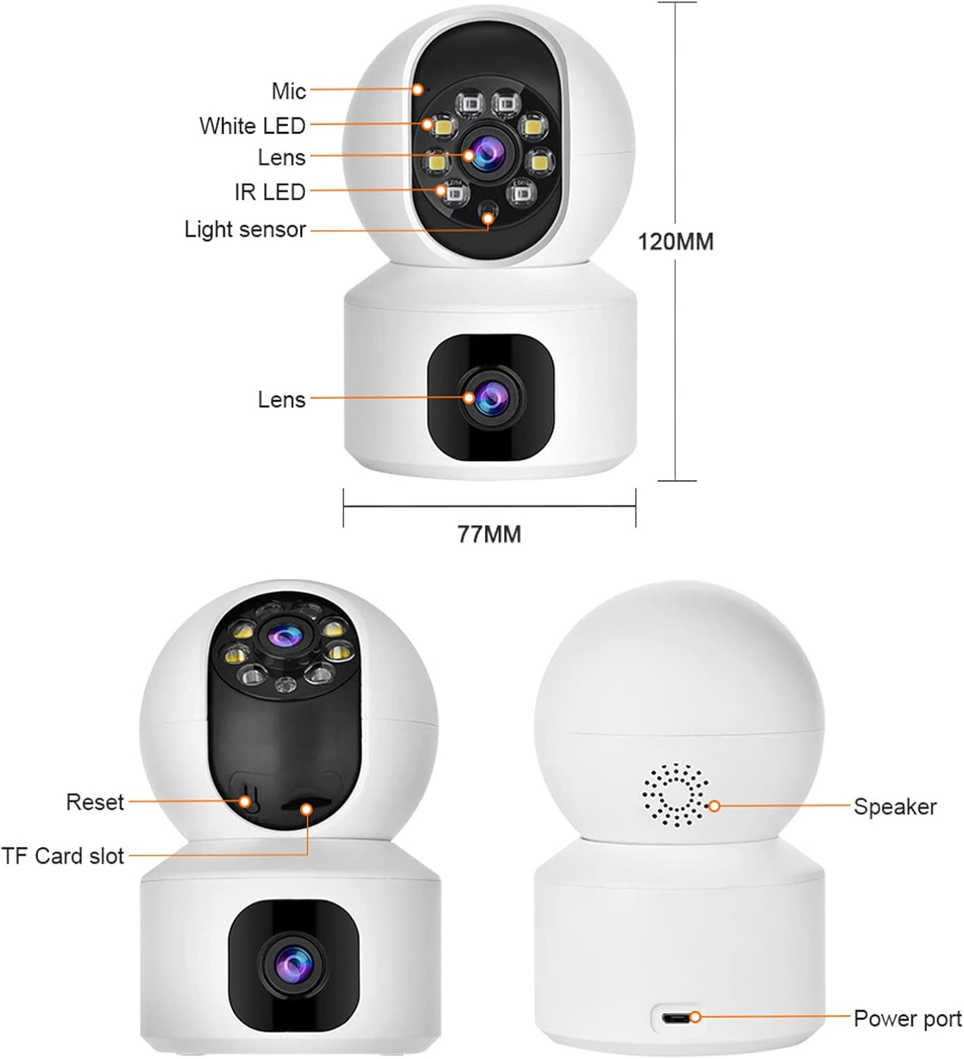 Marcherelle™ – WLAN-Sicherheitskamera mit Doppelobjektiv und HD-Sicht