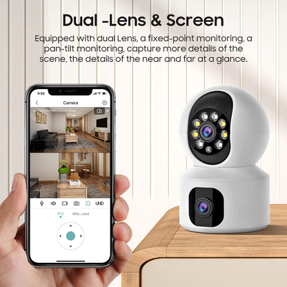 Marcherelle™ – WLAN-Sicherheitskamera mit Doppelobjektiv und HD-Sicht