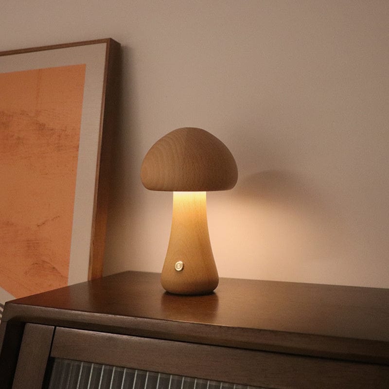 Lampe Fungus en Bois Naturel - Santeova