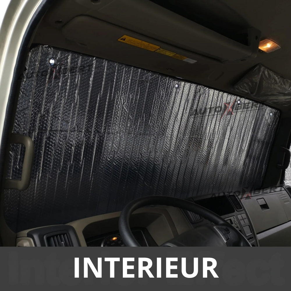 Schwarzer Autosonnenschutz mit Cool Ride Logo