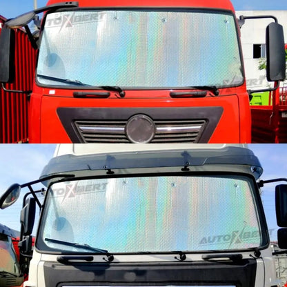 Schwarzer Autosonnenschutz mit Cool Ride Logo