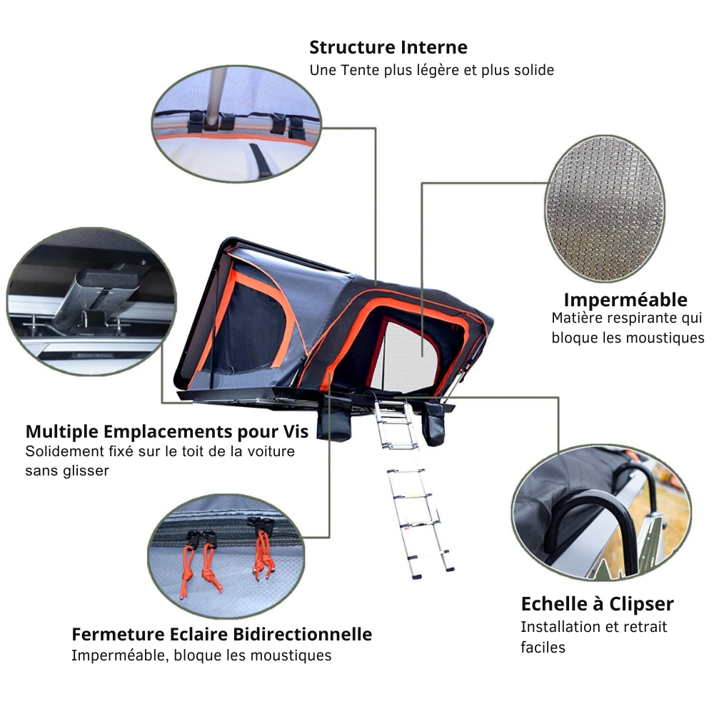 2-Personen-Dachzelt fürs Auto mit Hartschalenverschluss