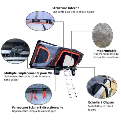 2-Personen-Dachzelt fürs Auto mit Hartschalenverschluss
